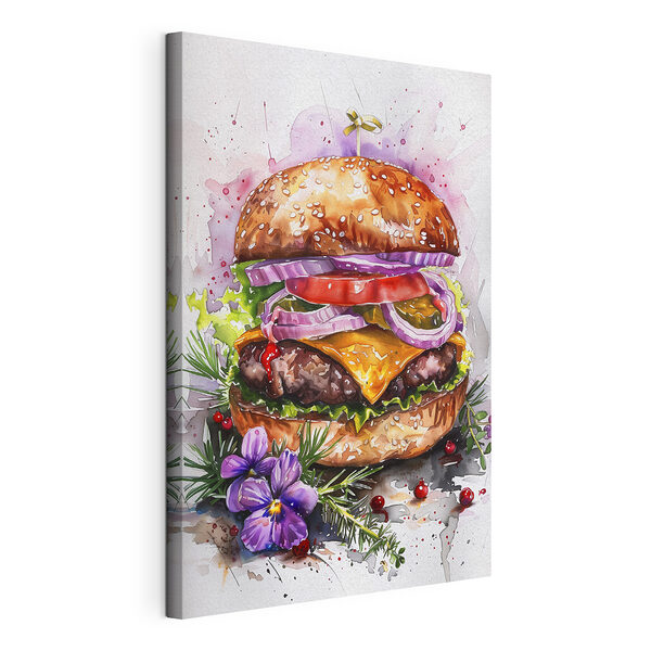 Tablou pe pânză Acuarelă a unui burger