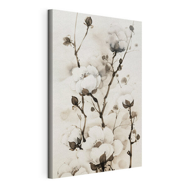 Tablou pe pânză Ilustrație botanică monocromă elegantă