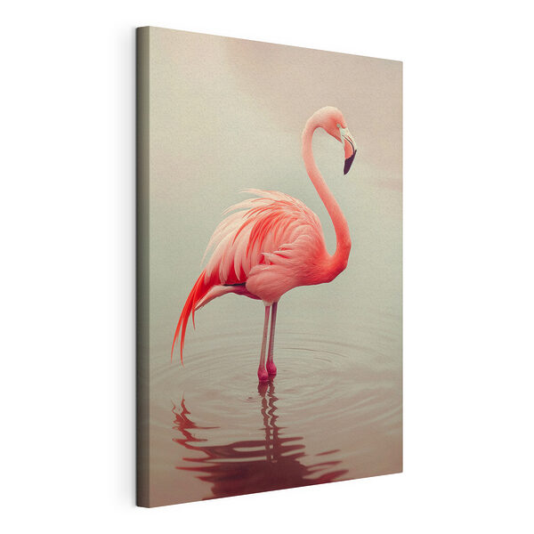 Flamingo în picioare în apă Tablou pe pânză Flamingo în picioare în apă