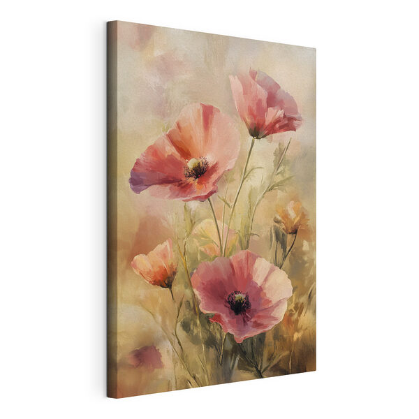 Pictura de flori roz Tablou pe pânză Pictura de flori roz