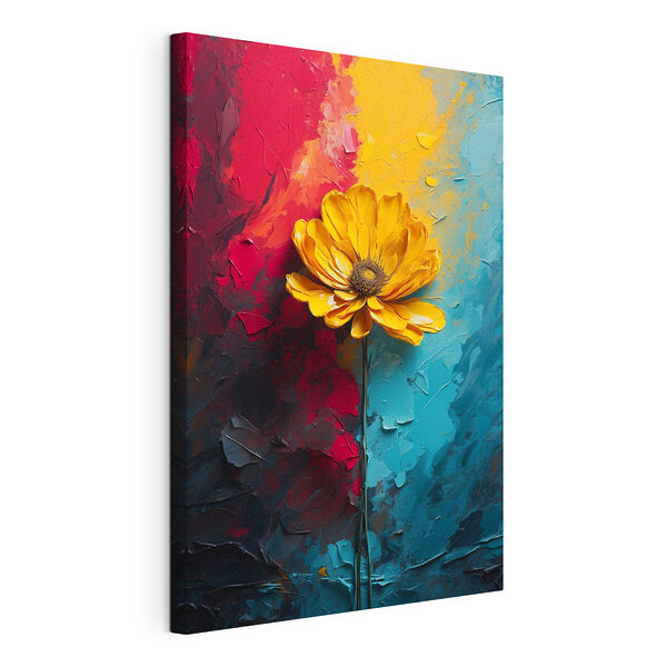 Tablou pe pânză Canvas prints Yellow flower on a blue and red background