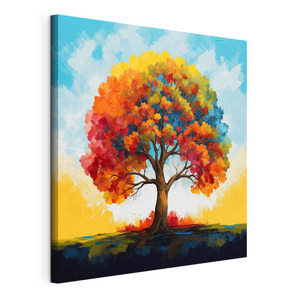 Tablou pe pânză Pictura unui copac cu frunze colorate