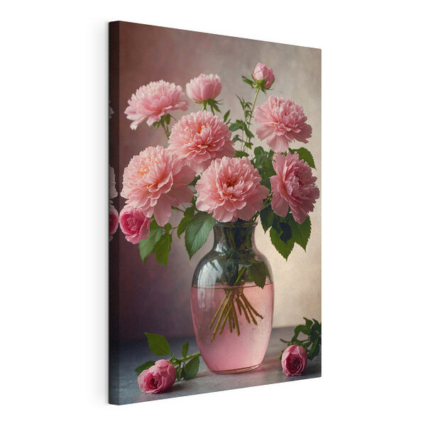 Tablou pe pânză Tablou pe pânză Vas cu flori roz (SKU: s41055)