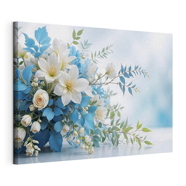 Tablou pe pânză Buchet de flori albe și albastre