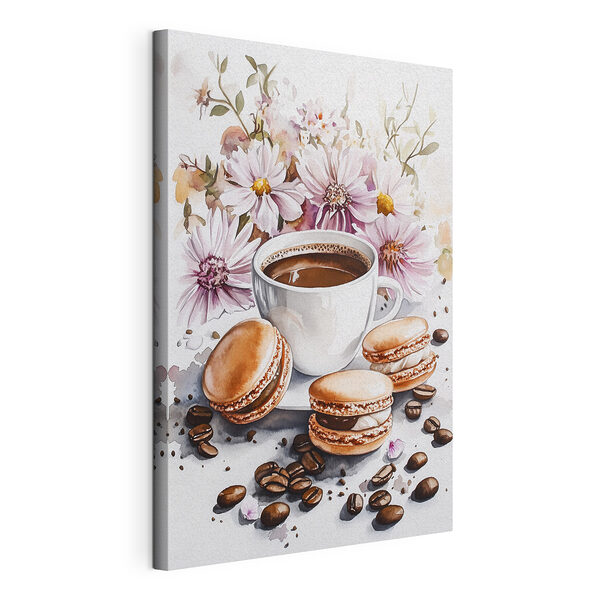 Tablou pe pânză Pictura acuarelă de o ceașcă de cafea și cookie-uri