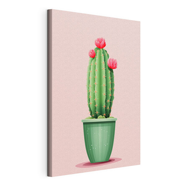 Tablou pe pânză Cactus cu flori într-o oală