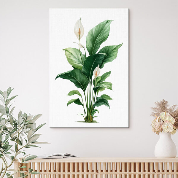 Plantă cu flori albe și frunze verzi Tablou pe pânză Plantă cu flori albe și frunze verzi