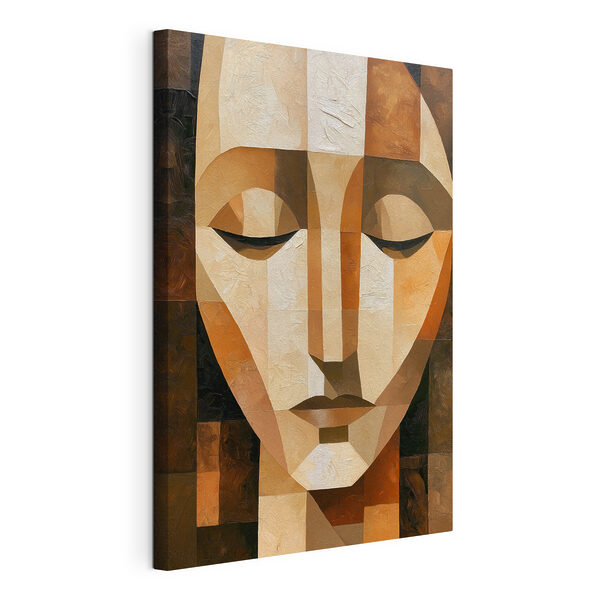 - Portret abstract în nuanțe de pământ Tablou pe pânză - Portret abstract în nuanțe de pământ