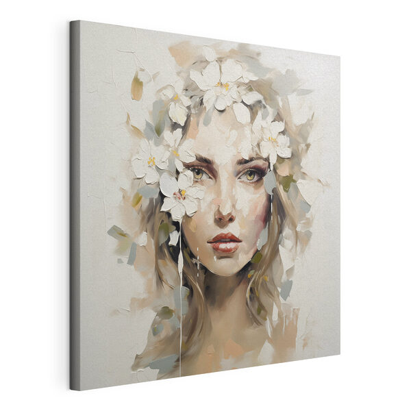 Tablou reprezentând o femeie cu flori în păr Tablou pe pânză Tablou reprezentând o femeie cu flori în păr