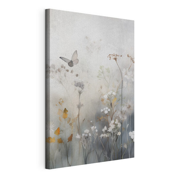 Tablou pe pânză Fluture zburând deasupra florilor
