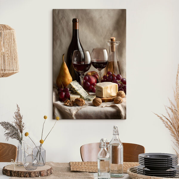 Tablou pe pânză Sticlă de vin și pahare de vin
