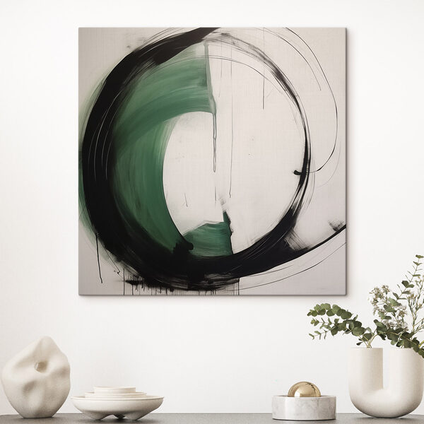 Tablou pe pânză Cercul negru și verde