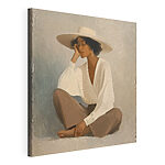 Tablou pe pânză O femeie așezată pe podea