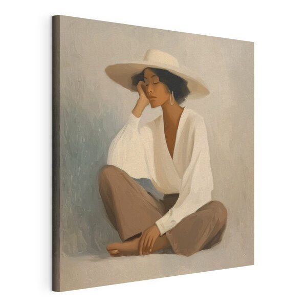 Tablou pe pânză Tablou pe pânză O femeie așezată pe podea (SKU: s50108)