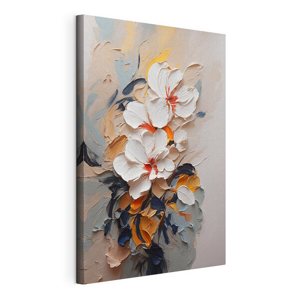 Tablou floral texturat cu culori vibrante Tablou pe pânză Tablou floral texturat cu culori vibrante