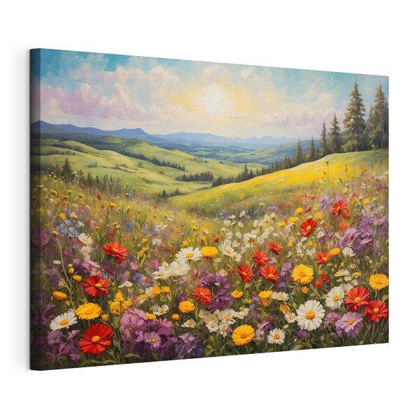 Câmp de flori colorate Tablou pe pânză Câmp de flori colorate