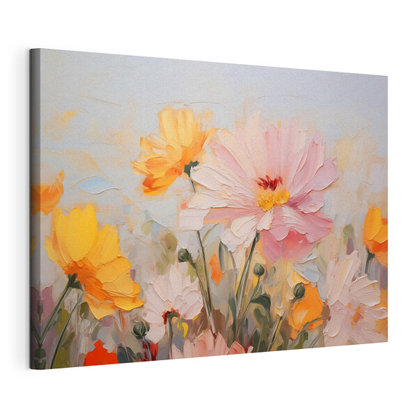 Tablou pe pânză Tablou pe pânză Pictura de flori pe un fundal albastru (SKU: s43232)