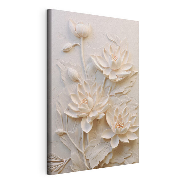 Floare albă sculptată pe un perete Tablou pe pânză Floare albă sculptată pe un perete