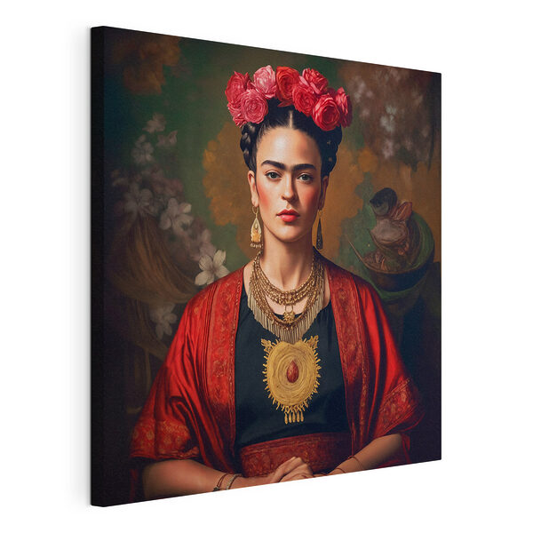 Tablou pe pânză Portret colorat cu coif floral