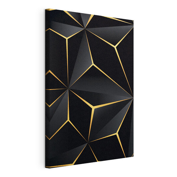 Design geometric modern negru și metalic Tablou pe pânză Design geometric modern negru și metalic