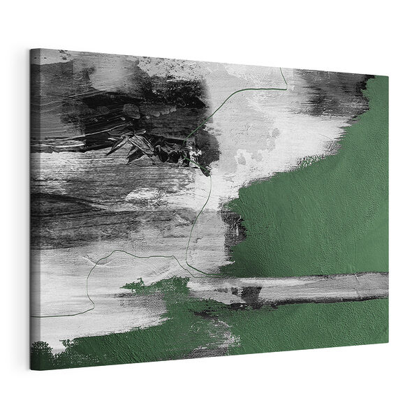 Lovituri abstracte de pensulă în verde și alb Tablou pe pânză Lovituri abstracte de pensulă în verde și alb