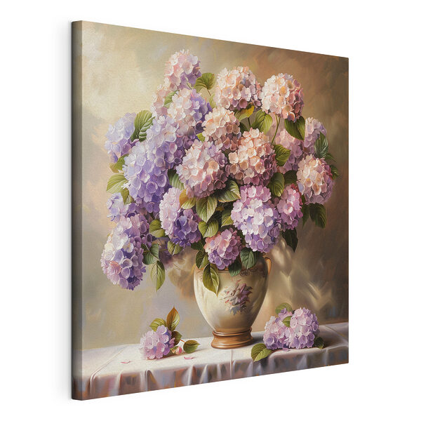 Tablou pe pânză Buchet de hortensii pastelate în vază
