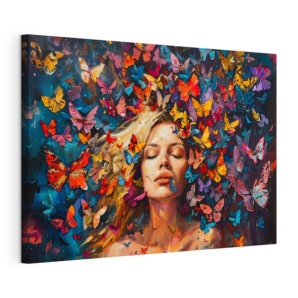Tablou pe pânză Tablou pe pânză Pictura unei femei cu fluturi (SKU: s38972)