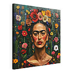 Tablou pe pânză Portret colorat cu fundal floral