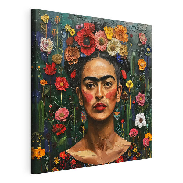 Tablou pe pânză Portret colorat cu fundal floral