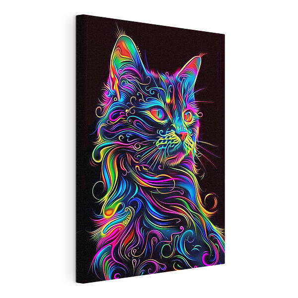 Tablou pe pânză Tablou pe pânză Pisică colorată cu un fundal negru (SKU: s39311)