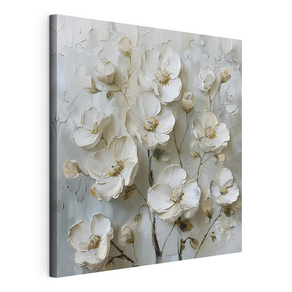 Tablou pe pânză Tablou pe pânză Pictura de flori albe (SKU: s39442)