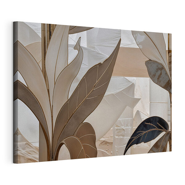 Tablou pe pânză Tablou pe pânză Frunze abstracte în nuanțe metalice (SKU: s39498)