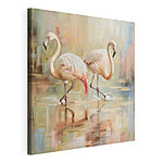 Tablou pe pânză Două flamingo mergând pe apă