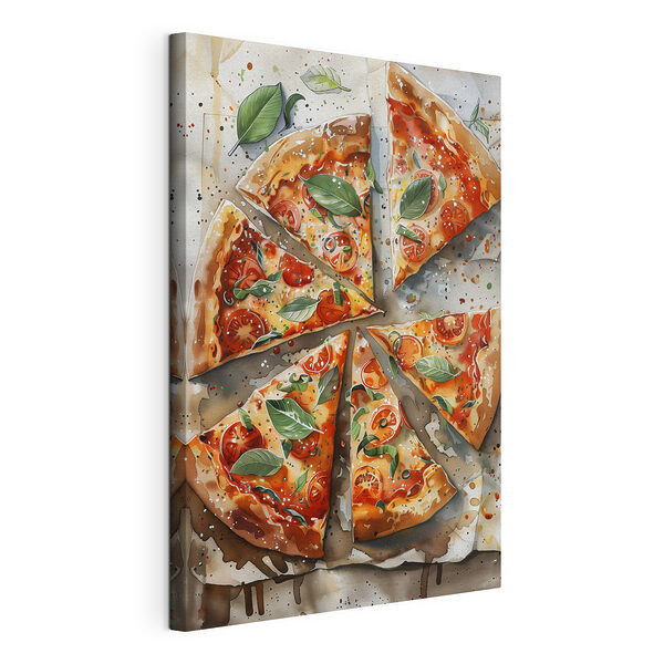 Tablou pe pânză Pizza cu roșii și busuioc