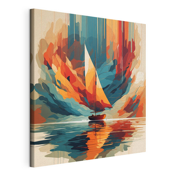 Tablou pe pânză Tablou pe pânză Canvas prints Sailboat on water with colorful clouds (SKU: s40462)