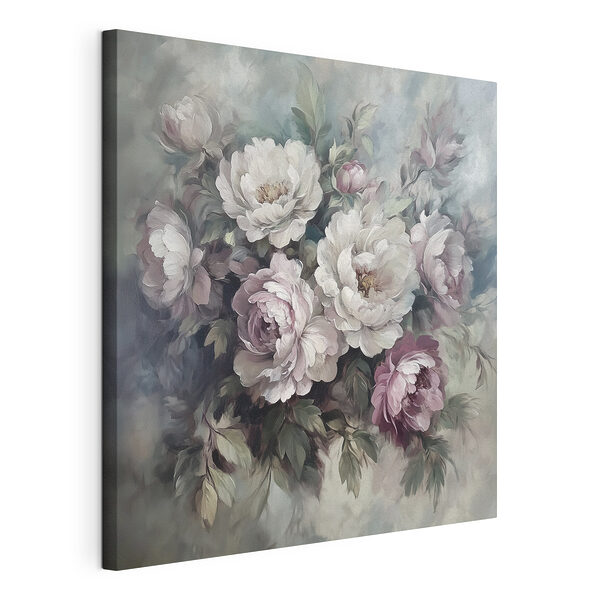 Tablou pe pânză Tablou pe pânză Pictura de flori pe un fundal albastru (SKU: s40582)