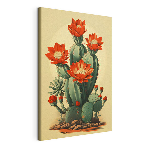 Tablou pe pânză Cactus cu flori roșii