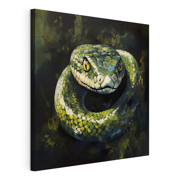 Tablou pe pânză Tablou pe pânză Șarpe verde cu ochi galbeni (SKU: s40827)