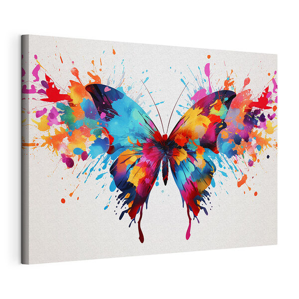 Tablou pe pânză Tablou pe pânză Fluture colorat cu stropi de vopsea (SKU: s41560)