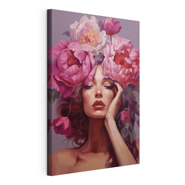 Tablou pe pânză Tablou pe pânză Femeie cu flori pe cap (SKU: s41682)