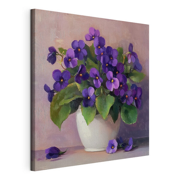 Tablou pe pânză Tablou pe pânză Ghiveci de flori mov (SKU: s41823)