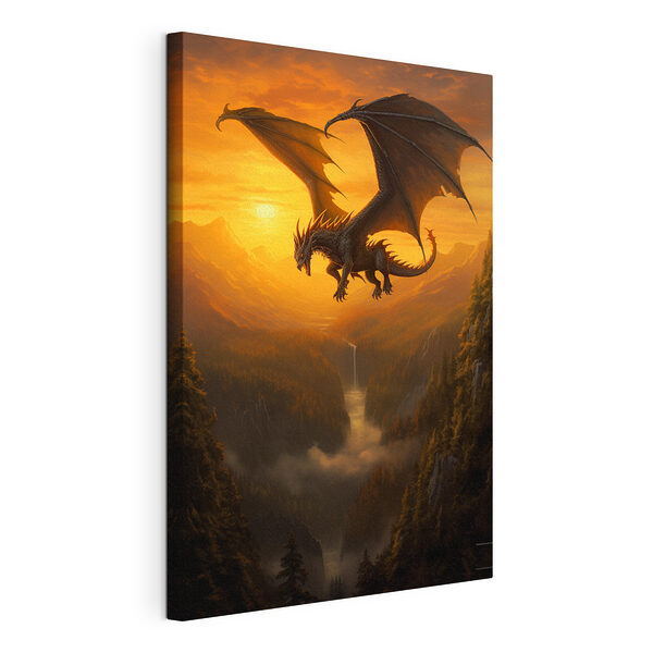 Dragon zboară peste o vale Tablou pe pânză Dragon zboară peste o vale