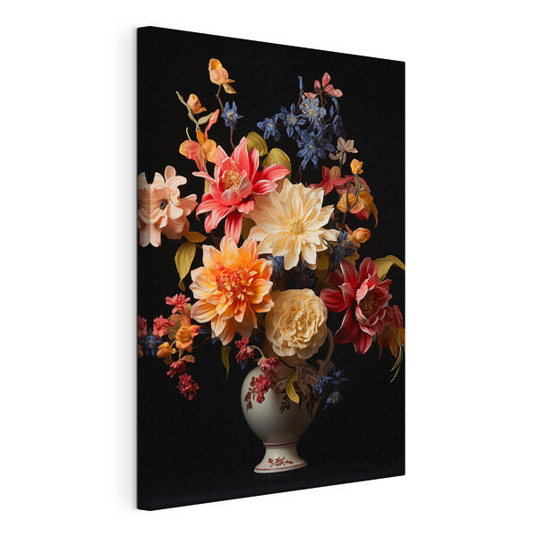 Tablou pe pânză Tablou pe pânză Vază de flori pe un fundal negru (SKU: s42292)