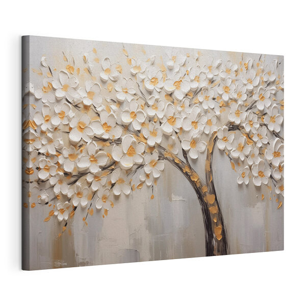Tablou pe pânză Tablou pe pânză Pictura unui copac cu flori albe (SKU: s42658)