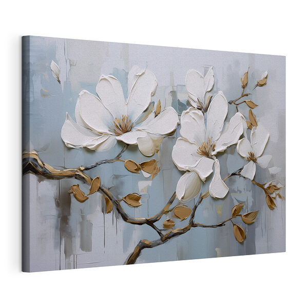 Tablou pe pânză Tablou pe pânză Pictură de flori albe pe o ramură (SKU: s42711)
