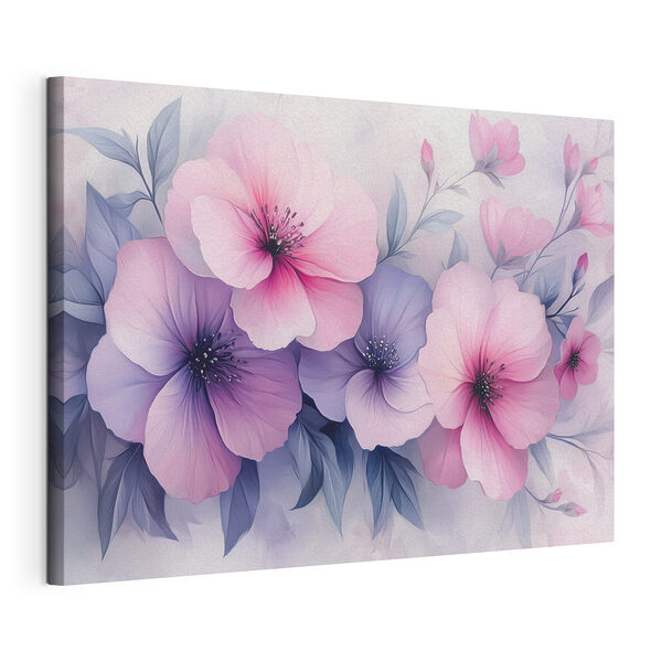 Tablou pe pânză Tablou pe pânză Grup de flori roz și violet (SKU: s42851)