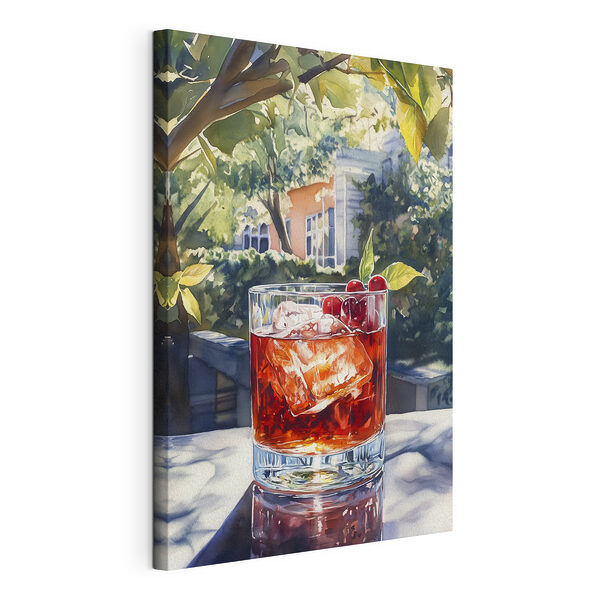 Tablou pe pânză Pahar de gheață și cireșe