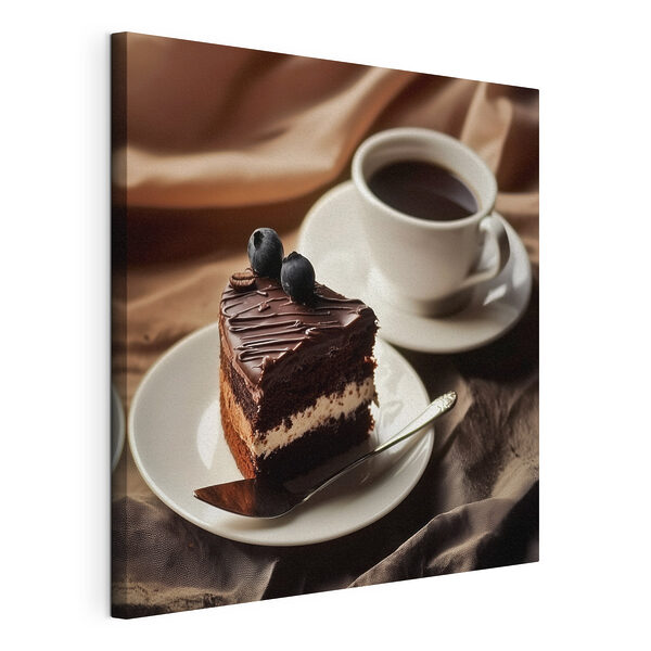 Tablou pe pânză O felie de tort și o ceașcă de cafea