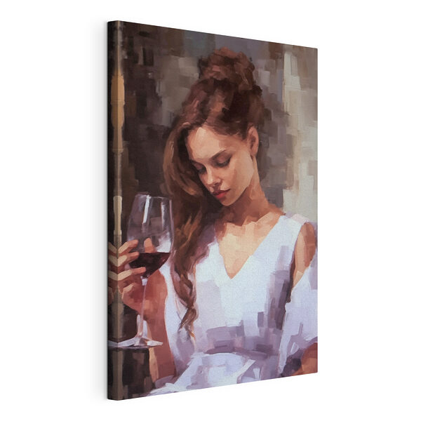 Tablou pe pânză Tablou pe pânză Femeie care ține un pahar de vin (SKU: s43939)