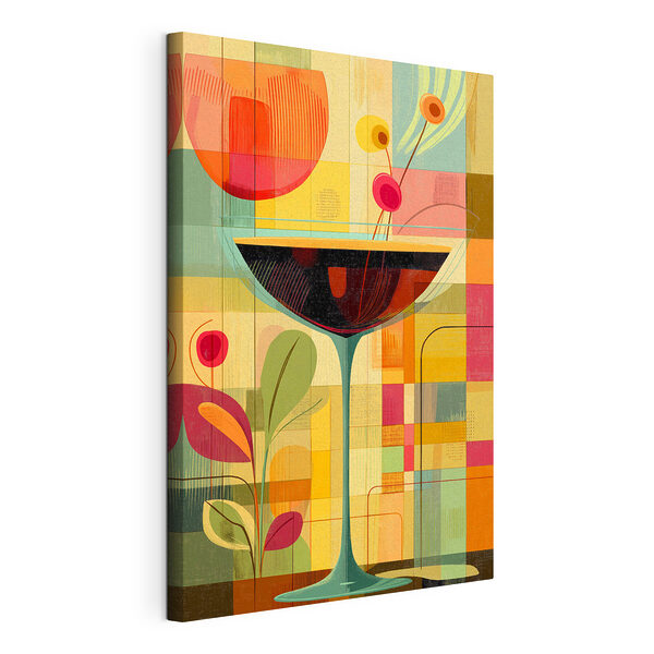 Tablou pe pânză Tablou pe pânză Arta colorată a unui pahar de martini (SKU: s44177)